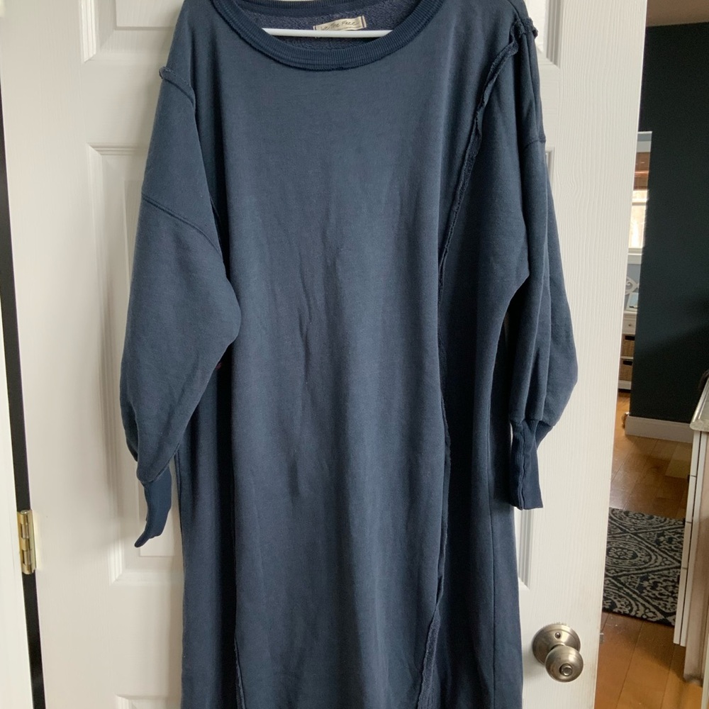 We The Free Deep Blue Long Sleeve Dress